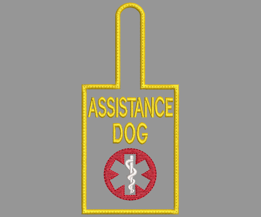 CUSTOM FABRIC embroidered TAG with snap closure - Single sided