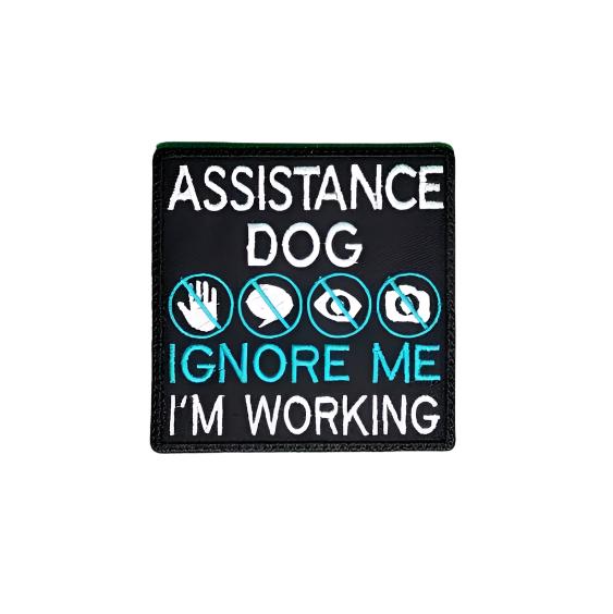 ASSISTANCE DOG Ignore Me I'm Working with 4 symbols embroidered patch - 2 sizes
