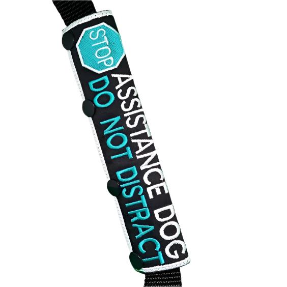LEASH SLEEVE - STOP Do No Distract Assistance Dog leash wrap with snap closures