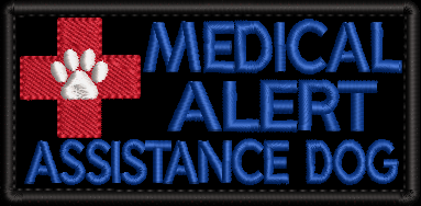 Medical Alert Assistance Dog embroidered patch - Size 150mm x 50mm