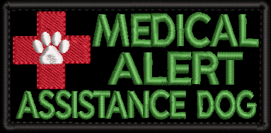 Medical Alert Assistance Dog embroidered patch - Size 150mm x 50mm