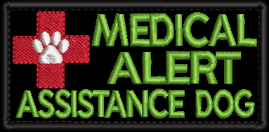 Medical Alert Assistance Dog embroidered patch - Size 150mm x 50mm