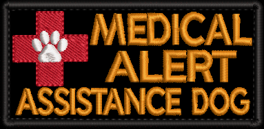 Medical Alert Assistance Dog embroidered patch - Size 150mm x 50mm