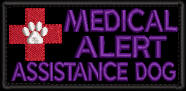 Medical Alert Assistance Dog embroidered patch - Size 150mm x 50mm