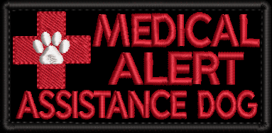 Medical Alert Assistance Dog embroidered patch - Size 150mm x 50mm