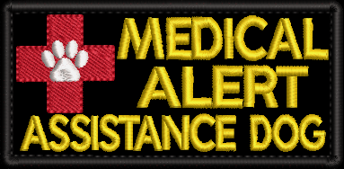Medical Alert Assistance Dog embroidered patch - Size 150mm x 50mm