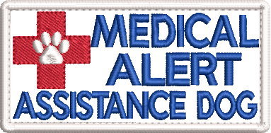 Medical Alert Assistance Dog embroidered patch - Size 150mm x 50mm