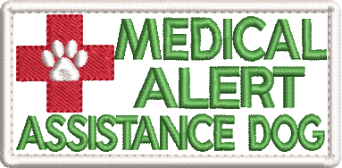 Medical Alert Assistance Dog embroidered patch - Size 150mm x 50mm