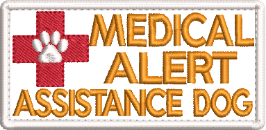 Medical Alert Assistance Dog embroidered patch - Size 150mm x 50mm