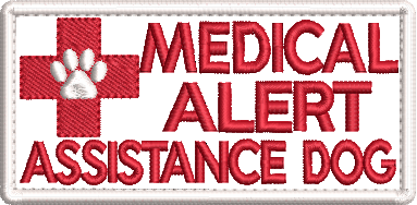 Medical Alert Assistance Dog embroidered patch - Size 150mm x 50mm