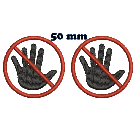 NO TOUCHING clip on tag - 4 sizes - double sided - Hard plastic clip with sturdy 1 inch strapping.