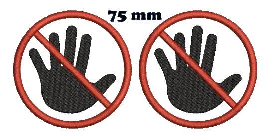 NO TOUCHING clip on tag - 4 sizes - double sided - Hard plastic clip with sturdy 1 inch strapping.