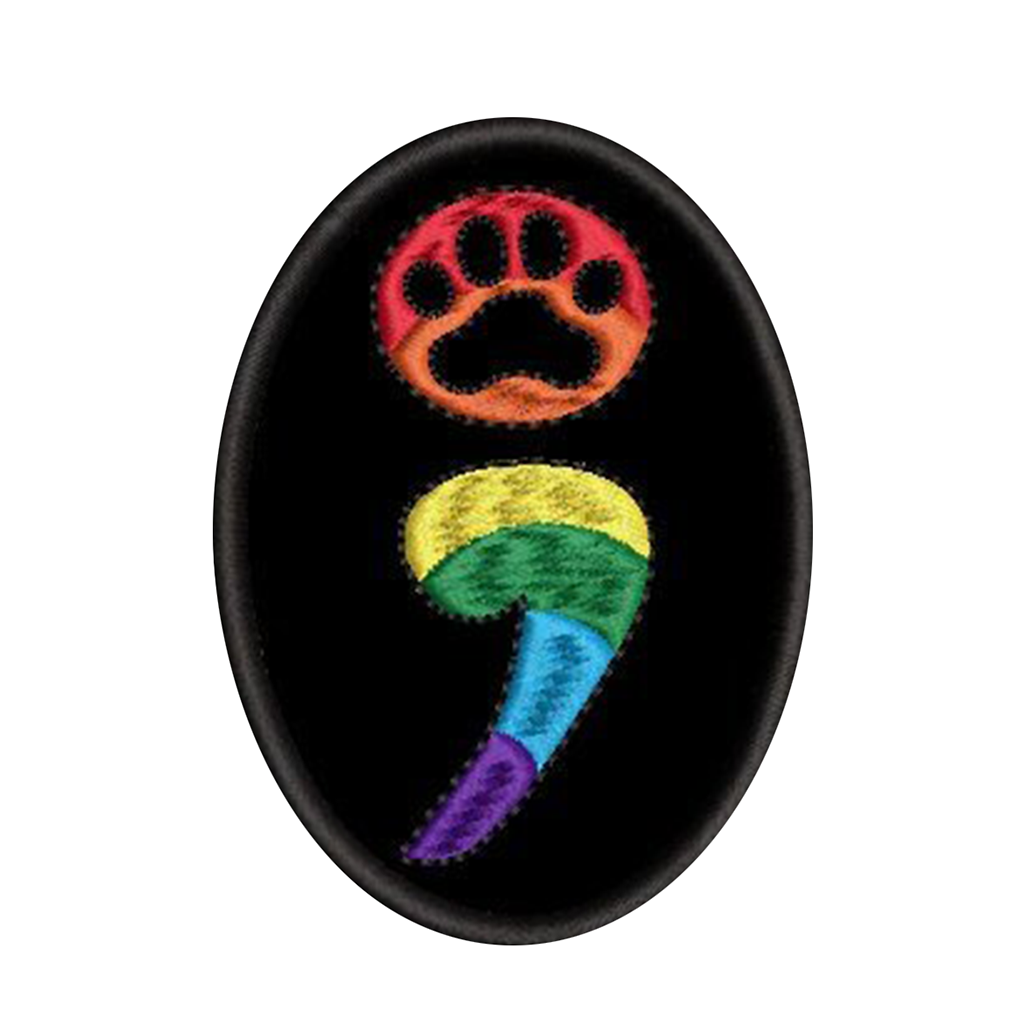 CHOOSE PRIDE - Semi-Colon Paw embroidered patch - OVAL shape