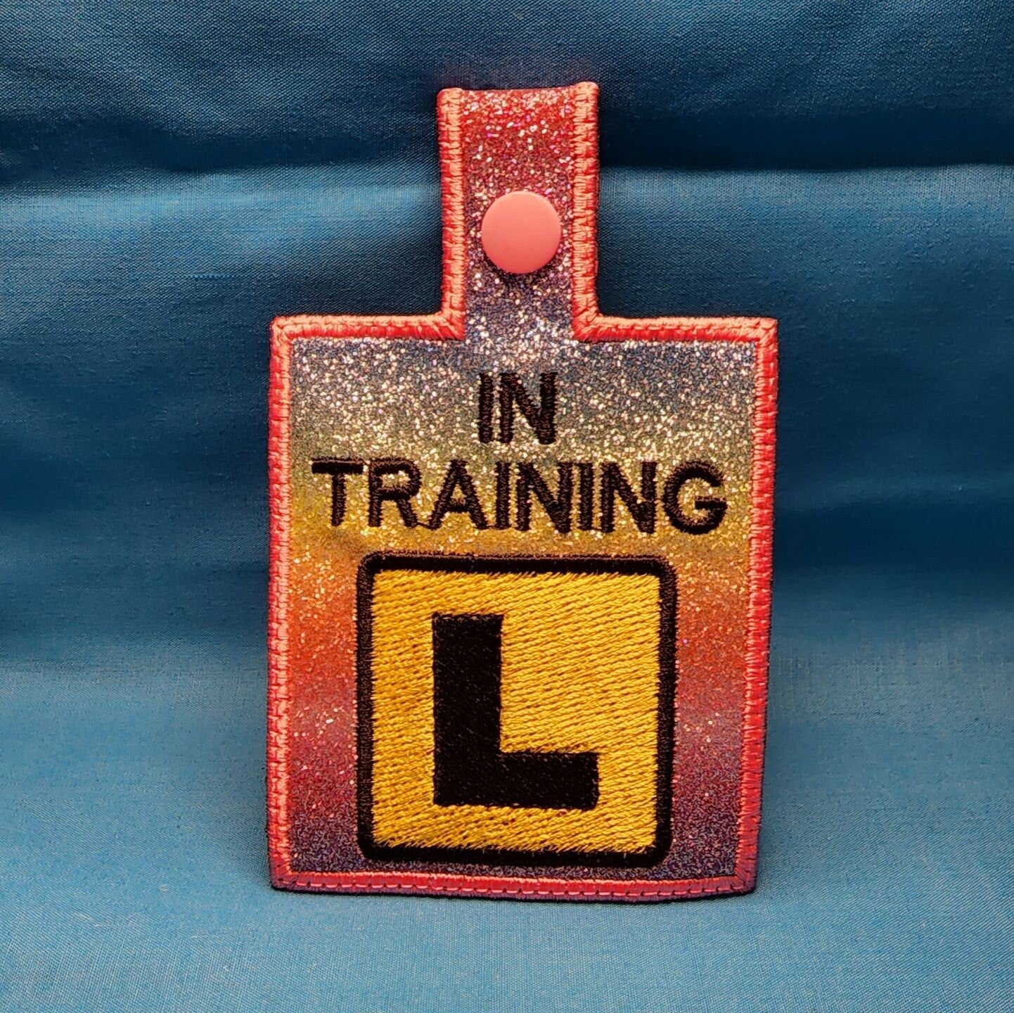 CUSTOM VINYL embroidered TAG with snap closure - Single sided