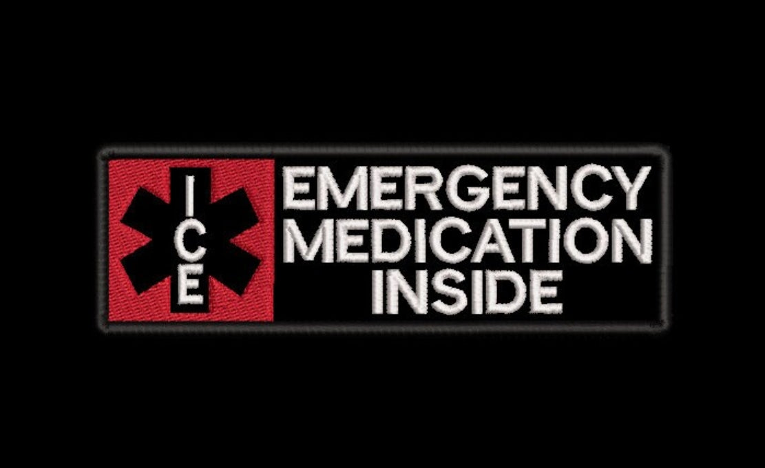 EMERGENCY MEDICATION INSIDE Assistance Dog embroidered patch